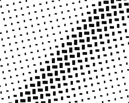 Black rectangular fragments expand into a diagonal wave across a white fiel.. Stock Illustration