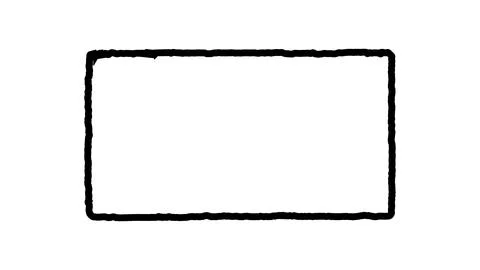 Black rectangular frame with hand drawn rough edges on a white background Stock Illustration