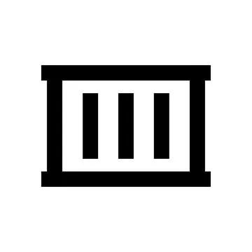Black rectangular frame icon with three vertical bars isolated on white Stock Illustration