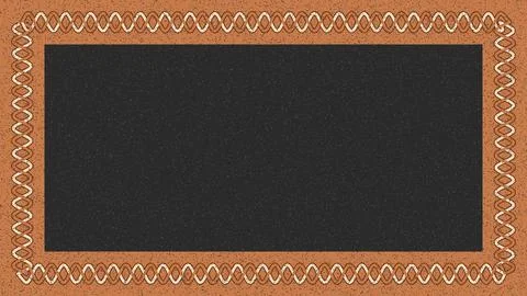 Black rectangular frame with intricate decorative border pattern Illustrazione stock