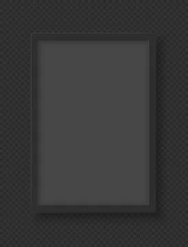 Black rectangular frame for text or picture with soft shadow hung on squared Stock Illustration