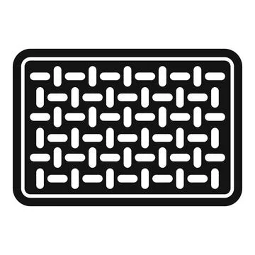 Black rectangular grate with oval holes is being used for drainage Ilustración de archivo