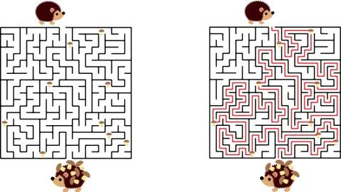 Black rectangular labyrinth with an input and an exit. An interesting and useful Stock Illustration