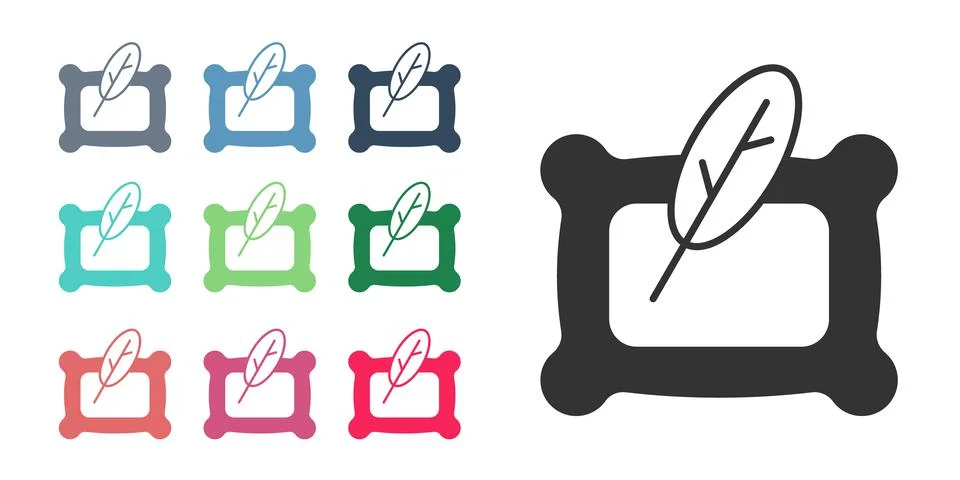 Black Rectangular pillow icon isolated on white background. Cushion sign. Ort Stock Illustration