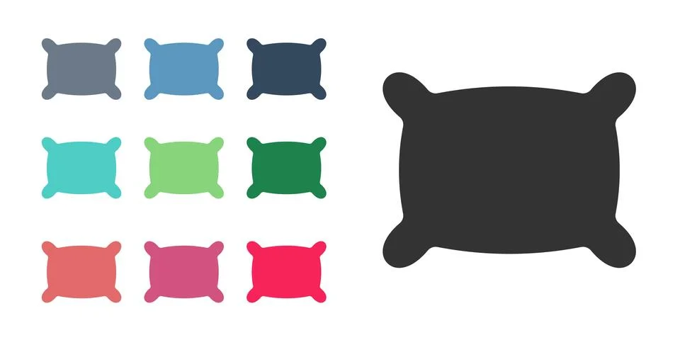 Black Rectangular pillow icon isolated on white background. Cushion sign Illustrazione stock