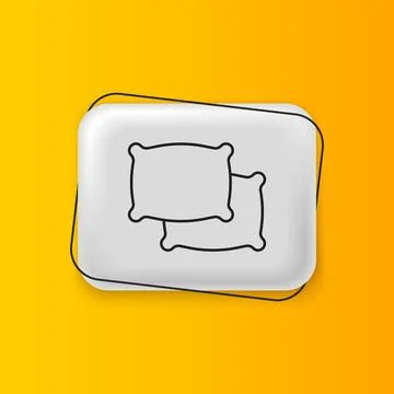 Black Rectangular pillow icon isolated on yellow background. Cushion sign. .. Stock Illustration