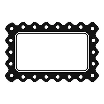 Black rectangular postage stamp with wavy border and dots Stock Illustration