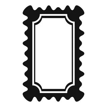 Black rectangular postage stamp with wavy edges and rounded corners Illustrazione stock