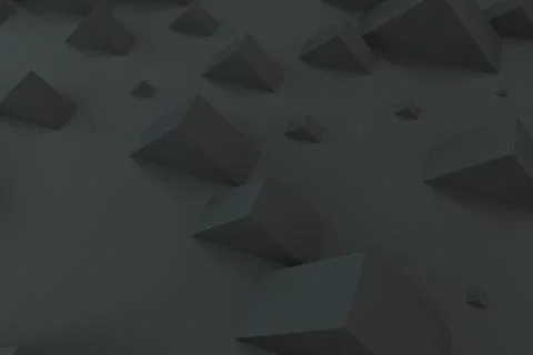 Black rectangular shapes of random size on black background Stock Illustration