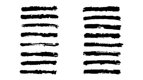 Black rectangular strokes drawn with brush of different sizes Stock Illustration