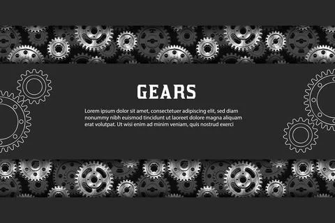 Black rectangular template with gears Stock Illustration