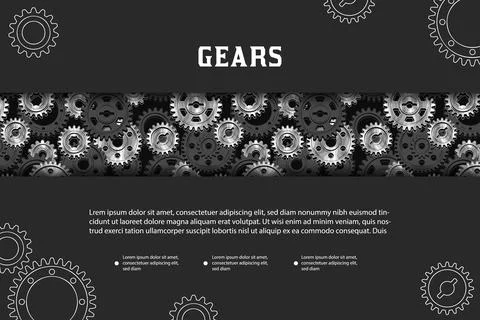 Black rectangular template with gears Stock Illustration