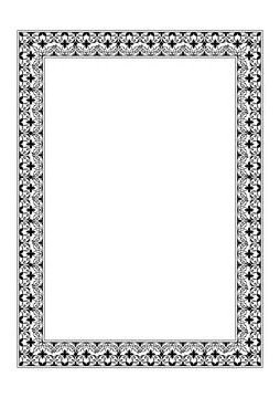 Black rectangular Vertical floral european national pattern frame.  Stock Illustration