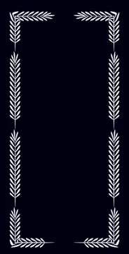 Black rectangular vertical frame with a simple white pattern in the form of w Stock Illustration