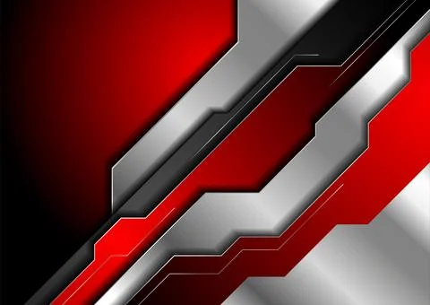 Black, red and metallic stripes abstract technology background Stock Illustration