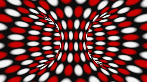 Black, red and white psychedelic optical illusion. Polka dot looping wallpaper Video stock 122766051