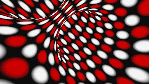 Black, red and white psychedelic optical illusion. Polka dot looping wallpaper Stock Footage 122766121