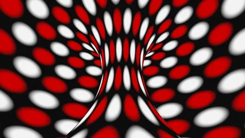 Black, red and white psychedelic optical illusion. Abstract hypnotic background Stock Footage 127387777