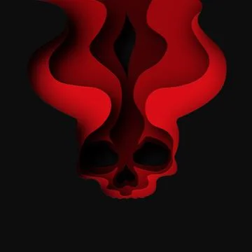 Black red colorful skull papercut Stock Illustration