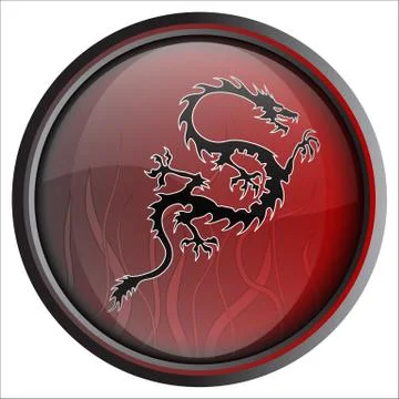 Black &amp; Red Dragon Vector Illustration Button Stock Illustration