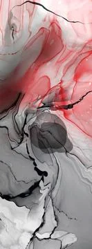 Black red ink brush stroke on white background. Stock Illustration