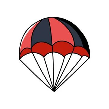 Black red open parachute Stock Illustration