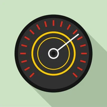Black red speedometer icon, flat style Stock Illustration