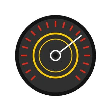 Black red speedometer icon, flat style Stock Illustration