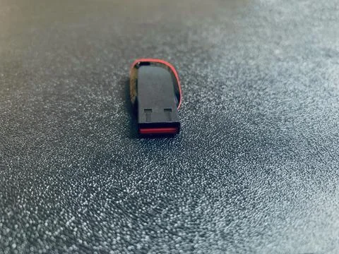 Black Red USB Flash Drive Receiver Close Up on Dark Textured Surface Stock Photos