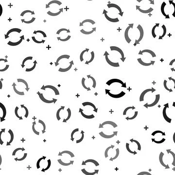 Black Refresh icon isolated seamless pattern on white background. Reload symbol Stock Illustration