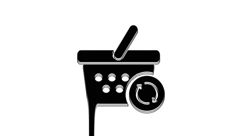 Black Refresh shopping basket icon isolated on white background. Online buying Stock Footage 233783267