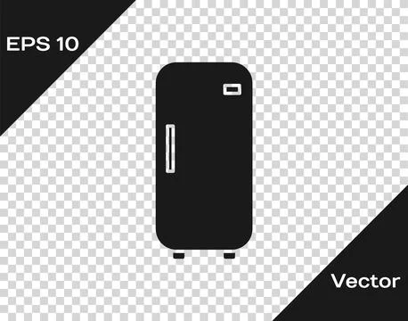 Black Refrigerator icon isolated on transparent background. Fridge freezer .. Stock Illustration