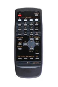 Black  remote control isolated on white background Stock Photos
