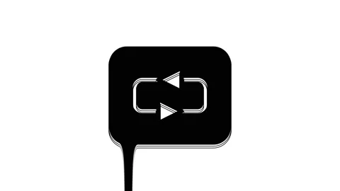 Black Repeat button icon isolated on white background. 4K Video motion graphic Stock Footage 233970146