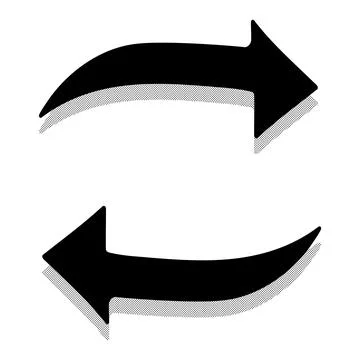 Black Replace Arrow Icon with Halftone Shadow Stock Illustration