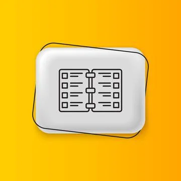 Black Restaurant cafe menu icon isolated on yellow background. Silver recta.. イラスト素材