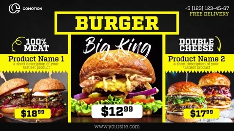 Black Restaurant Menu After Effects stock