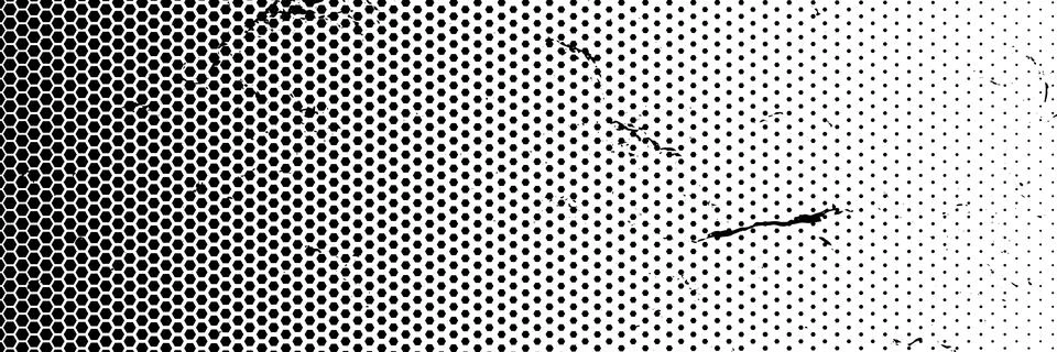 Black retro polygon halftone dots effect in black and white color. Halftone e Stock Illustration