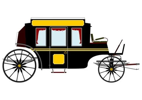 Black retro stagecoach Stock Illustration