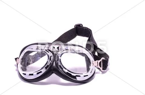 Black retro vintage leathern goggles Stock-Fotos