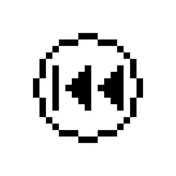 Black rewind button, pixel art design. Stock Illustration