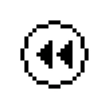 Black rewind button, pixel art design style. Stock Illustration