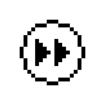 Black rewind button, pixel art design style. Stock Illustration
