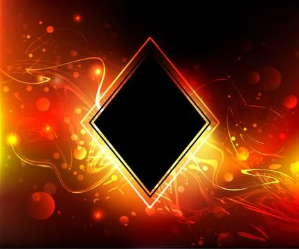 Black rhombus on a fire background Stock Illustration