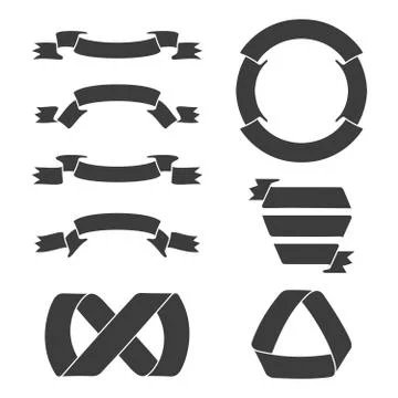 Black ribbon banners circular 스톡 일러스트