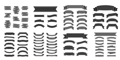 Black ribbon banners set Stock Illustration