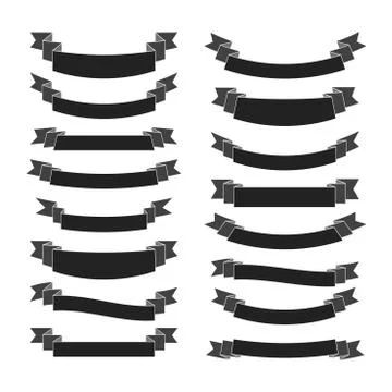 Black ribbon banners set Stock Illustration