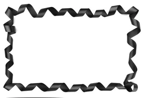 Black ribbon frame isolated on white Stock Photos