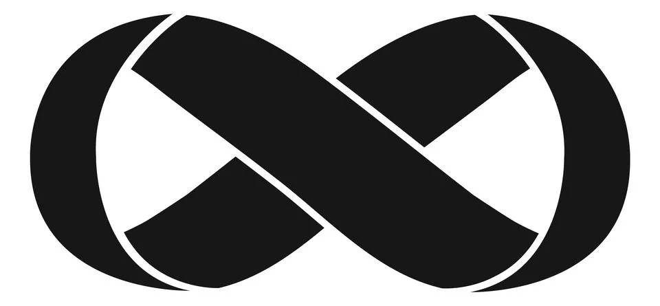 Black ribbon loop. Infinity symbol. Endless motion sign Stock Illustration