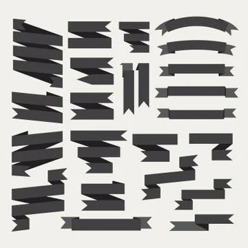 Black ribbons set Stock Illustration
